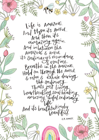 Nova & Me Life is Amazing with Wildflower Border Limited Edition Print