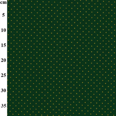 Rose and Hubble Christmas Gold Dot on Green Cotton Fabric at Bibelot Leek