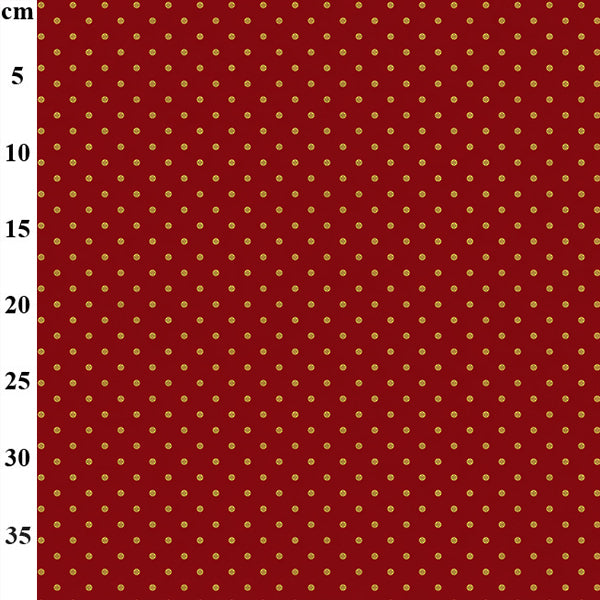 Rose and Hubble Christmas Gold Dot on Red Cotton Fabric at Bibelot Leek