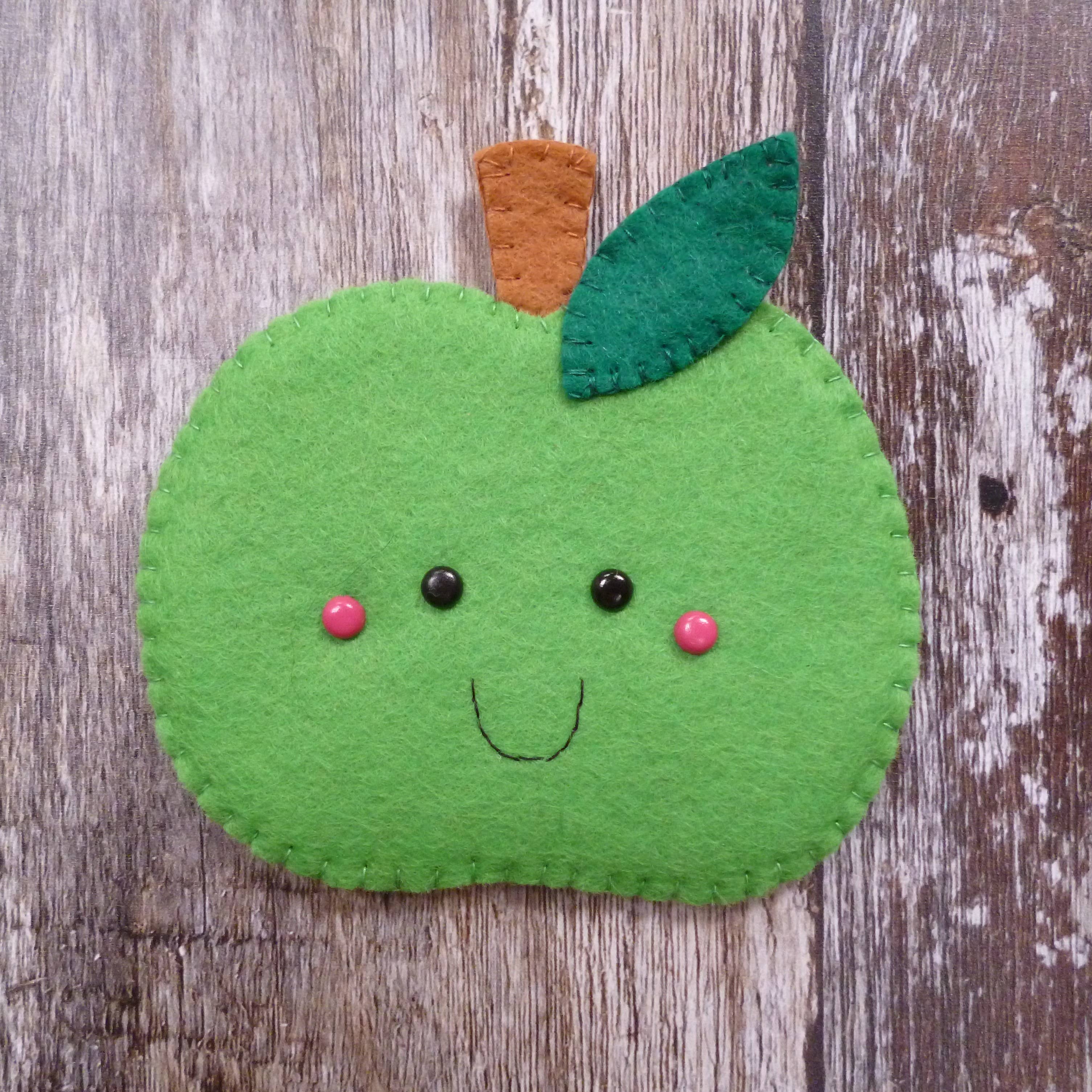Paper and String Apple Felt Decoration Sewing Kit by Bibelot, Leek