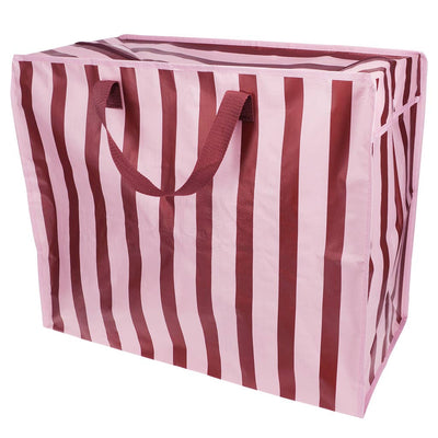 Pink and Brown Stripe Jumbo Storage Bag at Bibelot Leek UK Stockist