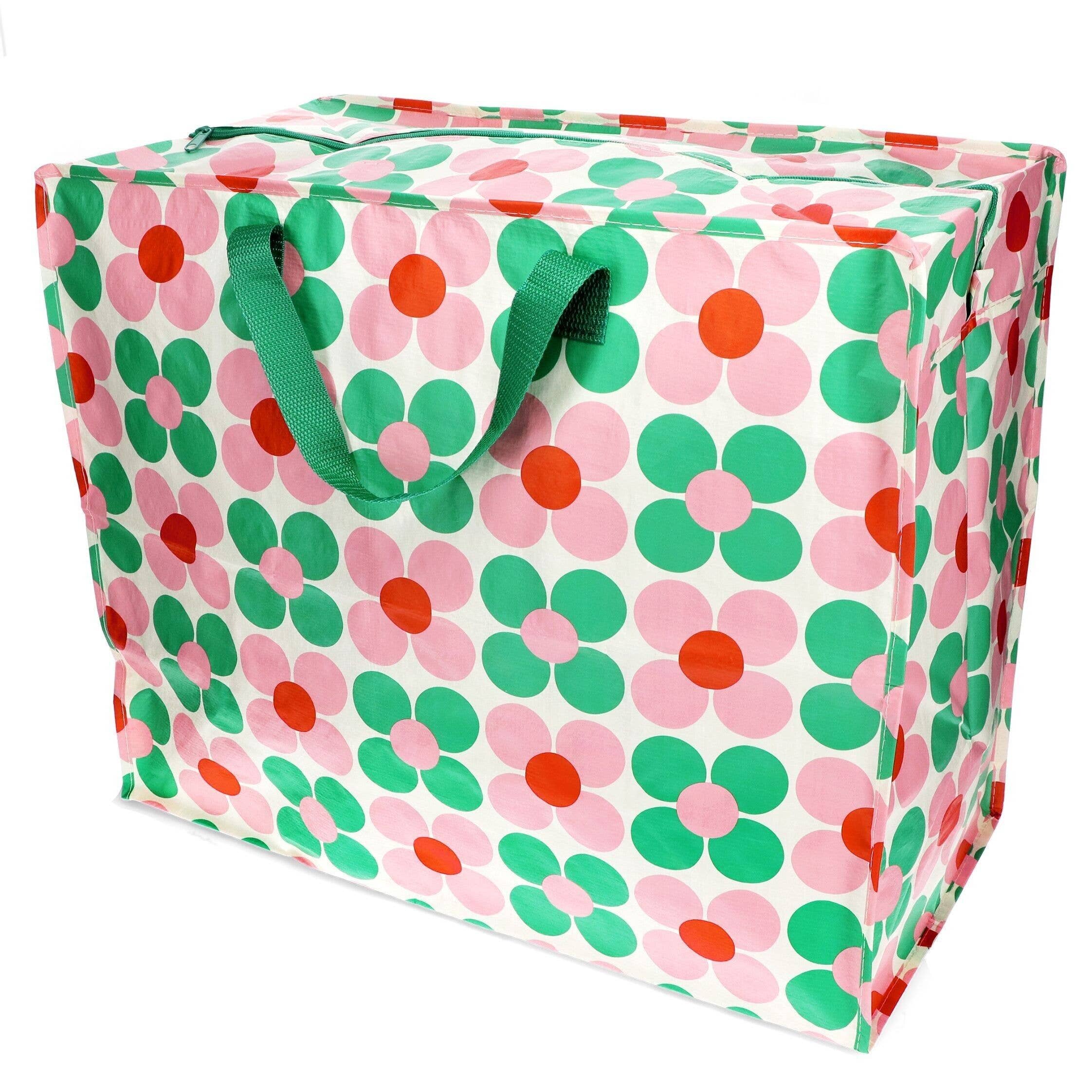 Pink and Green Daisy Jumbo Storage Bag at Bibelot Leek UK Stockist