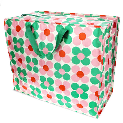 Pink and Green Daisy Jumbo Storage Bag at Bibelot Leek UK Stockist