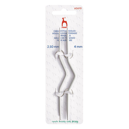 Pony cable stitch needle in packaging on a white background