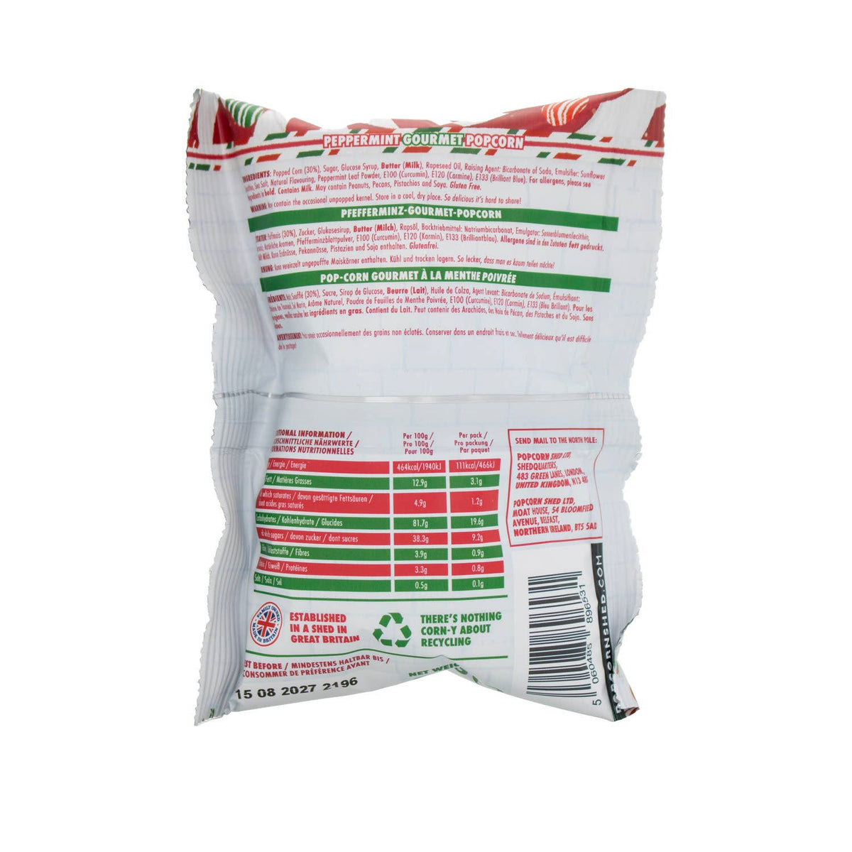 Popcorn Shed Candy Cane Popcorn Snack Pack at Bibelot Leek UK Stockist