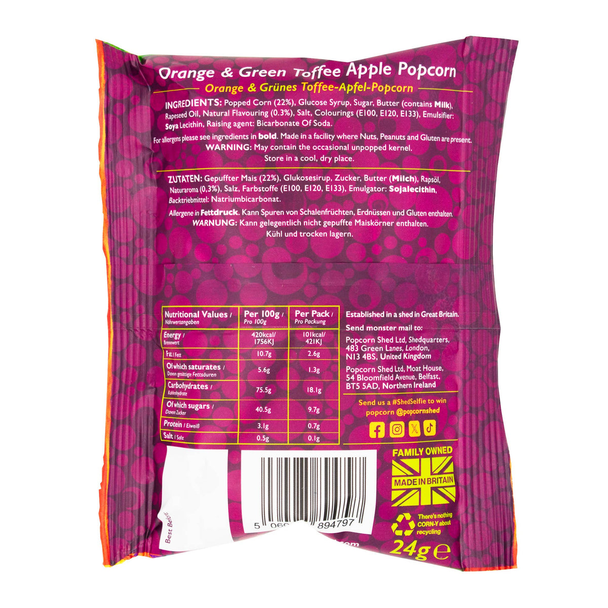 Popcorn Shed Toffee Apple Popcorn Snack Pack at Bibelot Leek UK Stockist