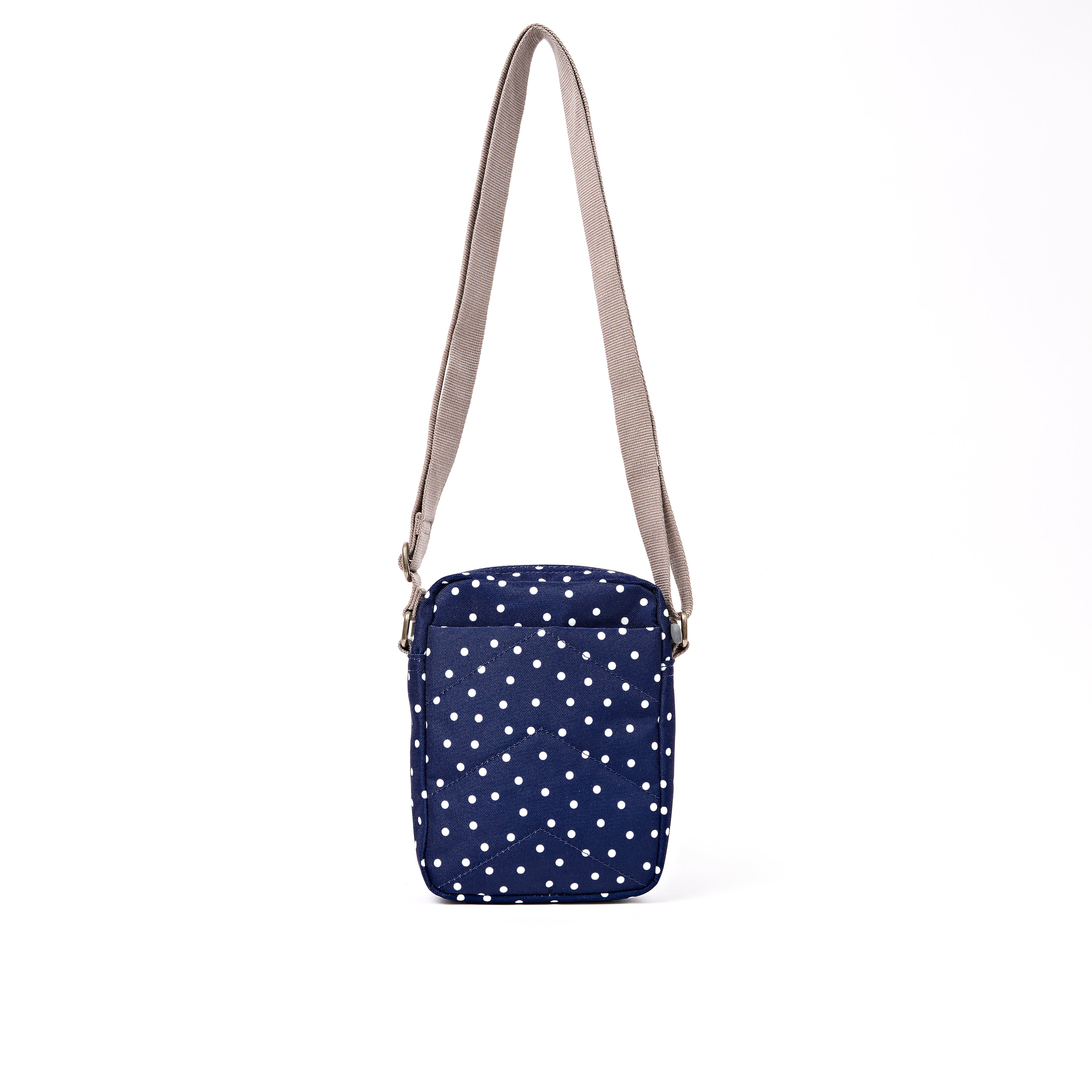 Roka Bond Crossbody Recycled Canvas: Navy Polka Dot at Bibelot Leek UK Stockist