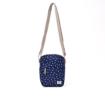 Roka Bond Crossbody Recycled Canvas: Navy Polka Dot at Bibelot Leek UK Stockist
