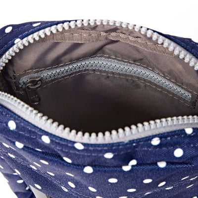Roka Bond Crossbody Recycled Canvas: Navy Polka Dot at Bibelot Leek UK Stockist