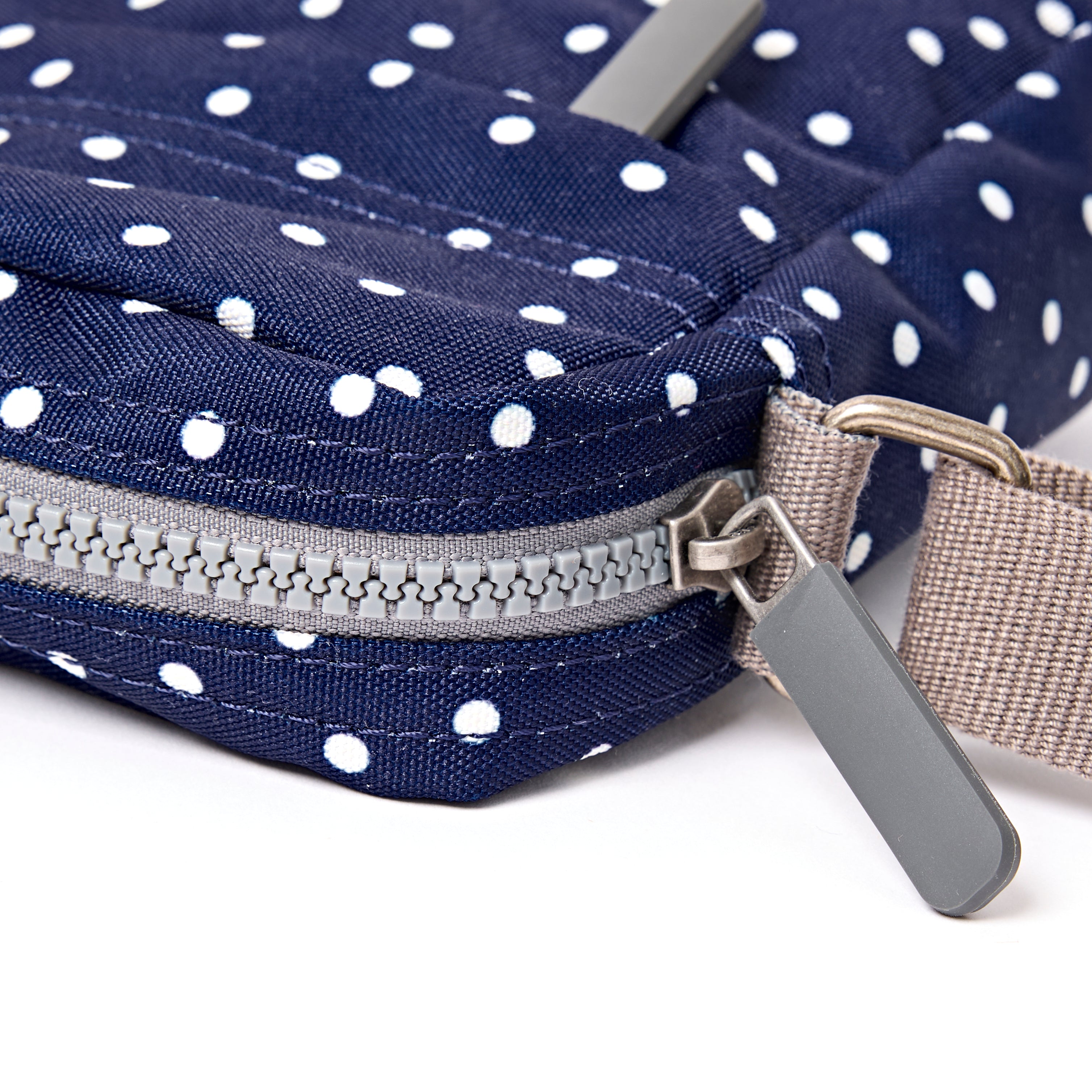 Roka Bond Crossbody Recycled Canvas: Navy Polka Dot at Bibelot Leek UK Stockist