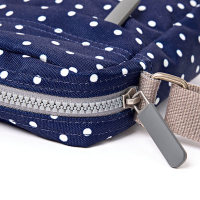 Roka Bond Crossbody Recycled Canvas: Navy Polka Dot at Bibelot Leek UK Stockist