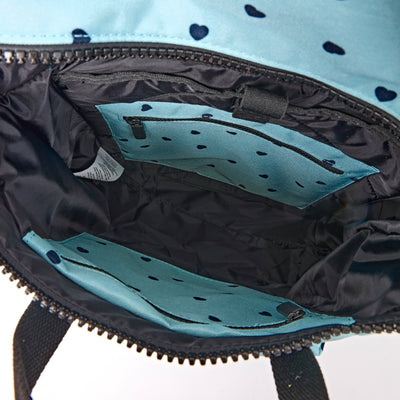 ROKA Canfield Roll Top Medium Backpack – Heart Print Recycled Canvas at Bibelot Leek UK Stockist