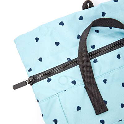 ROKA Canfield Roll Top Medium Backpack – Heart Print Recycled Canvas at Bibelot Leek UK Stockist