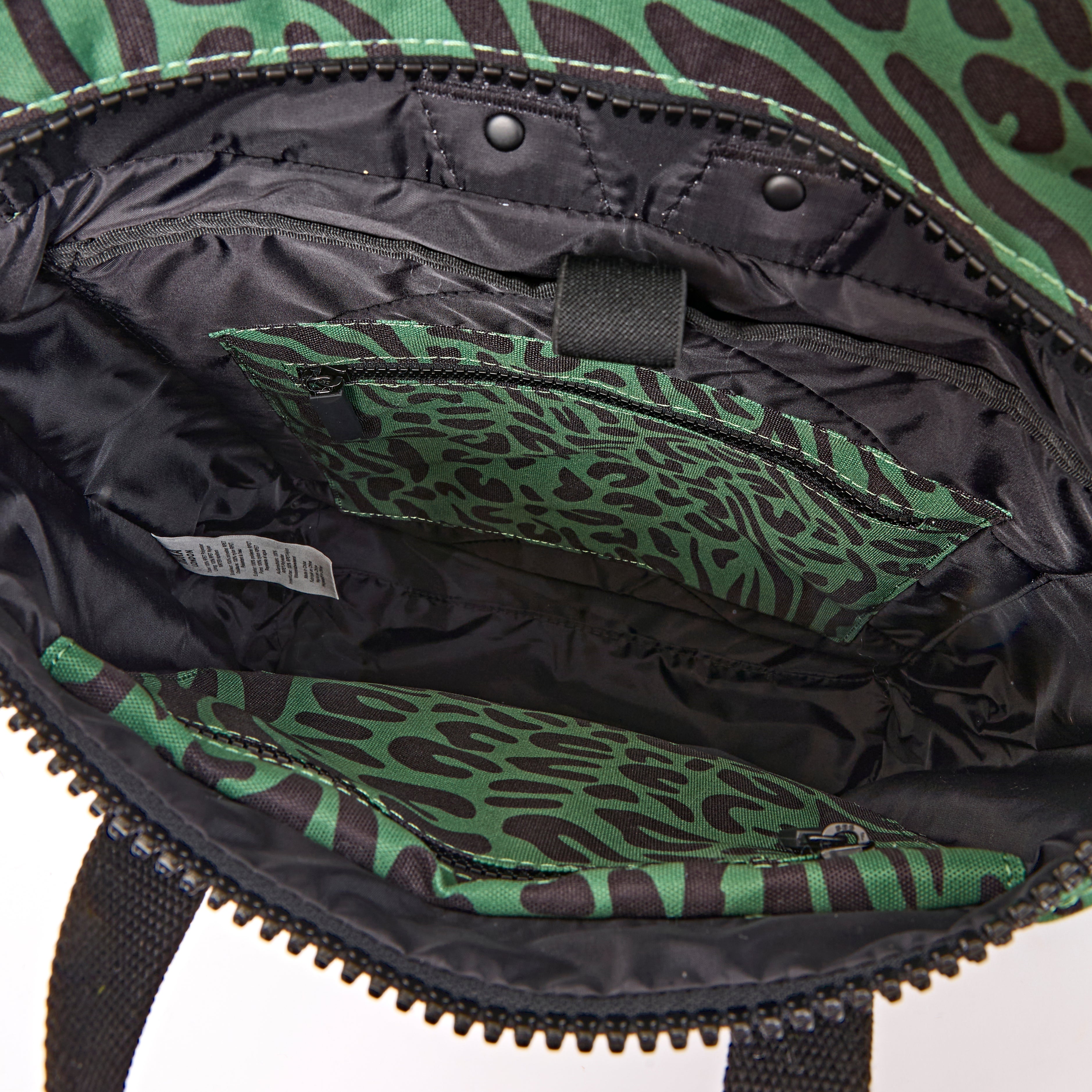ROKA Canfield Roll Top Medium Backpack – Mixed Animal Artichoke Recycled Canvas at Bibelot Leek UK Stockist