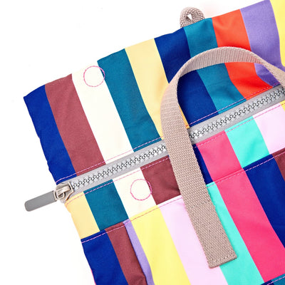 Roka Backpack Medium Canfield B Recycled Canvas: Wide Multi Stripe at Bibelot Leek UK Stockist