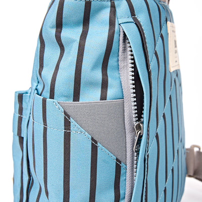 ROKA Canfield Roll Top Small Backpack – Blue Stripe Recycled Canvas at Bibelot Leek UK Stockist