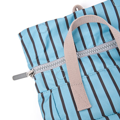 ROKA Canfield Roll Top Small Backpack – Blue Stripe Recycled Canvas at Bibelot Leek UK Stockist
