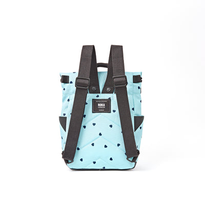 ROKA Canfield Roll Top Small Backpack – Heart Print Recycled Canvas at Bibelot Leek UK Stockist