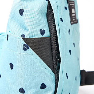 ROKA Canfield Roll Top Small Backpack – Heart Print Recycled Canvas at Bibelot Leek UK Stockist
