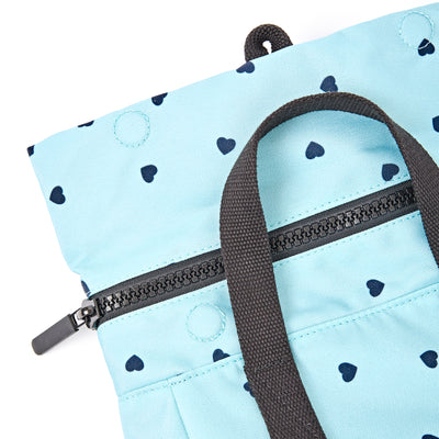 ROKA Canfield Roll Top Small Backpack – Heart Print Recycled Canvas at Bibelot Leek UK Stockist