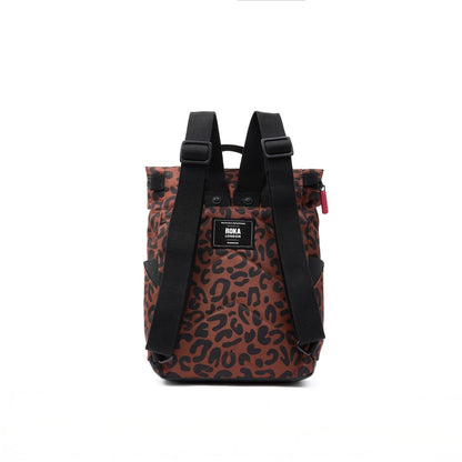Roka Backpack Small Canfield B Recycled Canvas: Scarlet Leopard Print