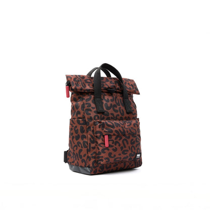 Roka Backpack Small Canfield B Recycled Canvas: Scarlet Leopard Print