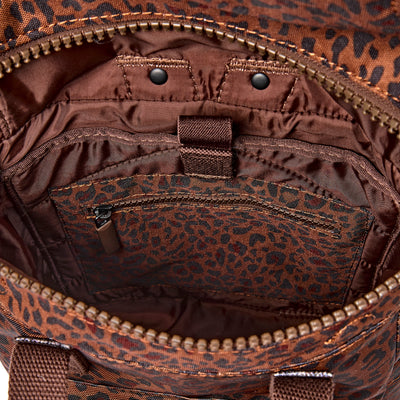 ROKA Canfield Roll Top Small Backpack – Mini Leopard Recycled Canvas at Bibelot leek UK Stockist