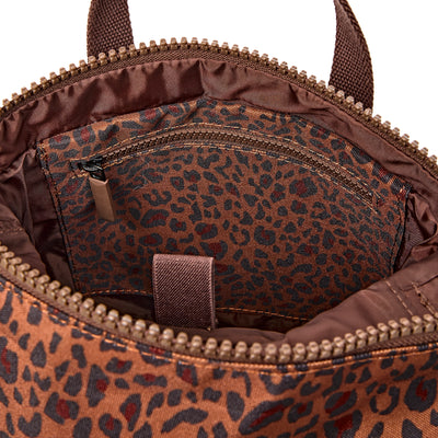 ROKA Canfield Roll Top Small Backpack – Mini Leopard Recycled Canvas at Bibelot leek UK Stockist