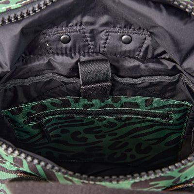ROKA Canfield Roll Top Small Backpack – Mixed Animal Artichoke Recycled Canvas at Bibelot Leek UK Stockist