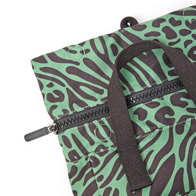 ROKA Canfield Roll Top Small Backpack – Mixed Animal Artichoke Recycled Canvas at Bibelot Leek UK Stockist