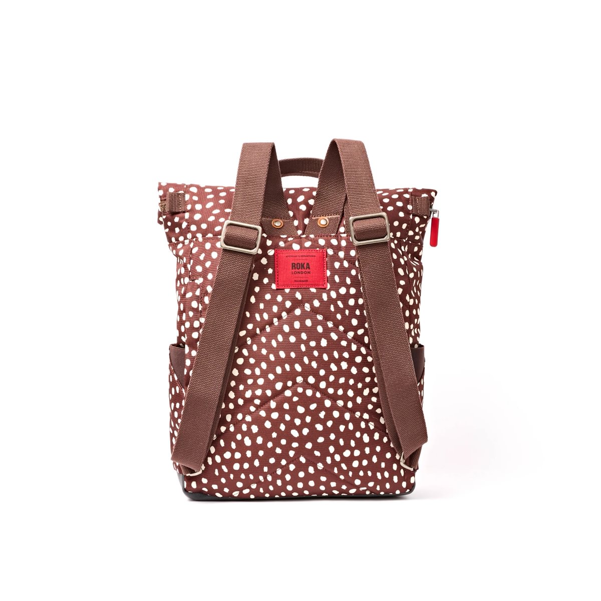 Roka Backpack Medium Canfield B Recycled Canvas: Brown Dot at Bibelot Leek UK Stockist