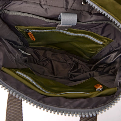 Roka Backpack Medium Canfield B Recycled Nylon: Chive at Bibelot Leek UK Stockist