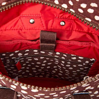 Roka Backpack Small Canfield B Recycled Canvas: Brown Dot at Bibelot Leek UK Stockist