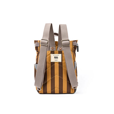 Roka Backpack Small Canfield B Recycled Canvas: Brown Stripes at Bibelot Leek UK Stockist