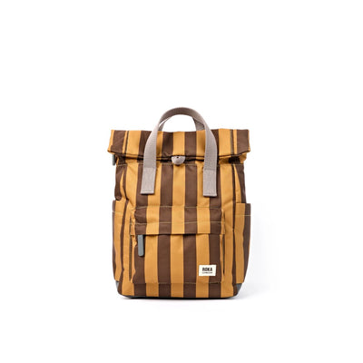 Roka Backpack Small Canfield B Recycled Canvas: Brown Stripes at Bibelot Leek UK Stockist