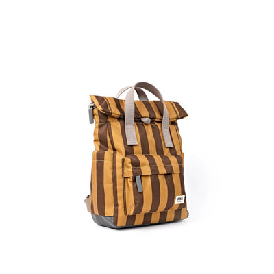 Roka Backpack Small Canfield B Recycled Canvas: Brown Stripes at Bibelot Leek UK Stockist