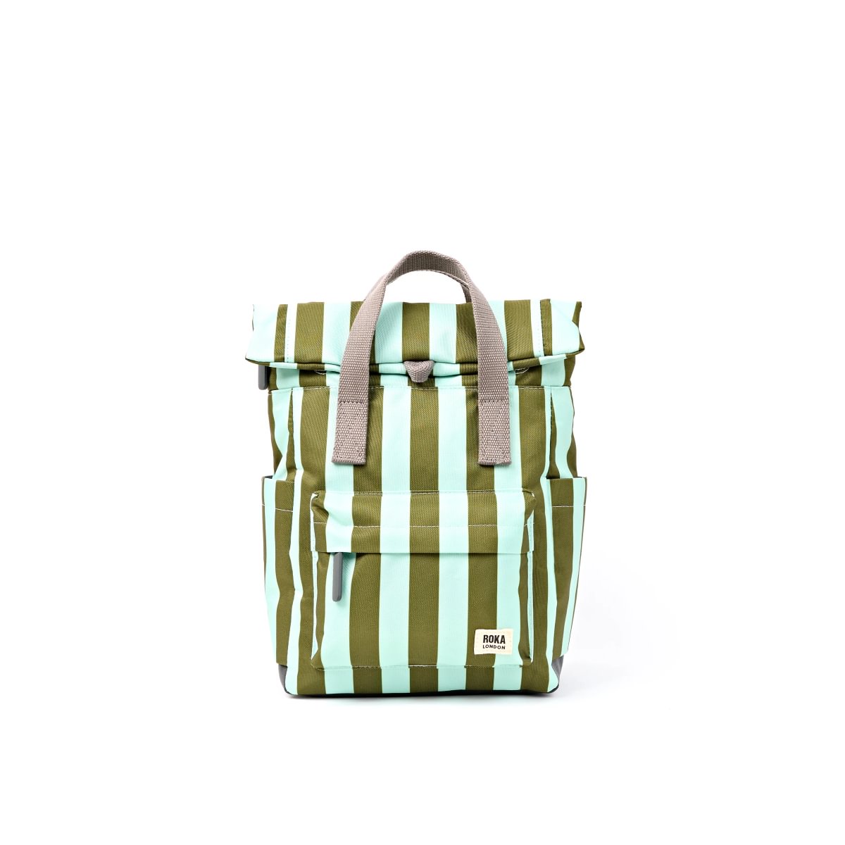 Roka Backpack Small Canfield B Recycled Canvas: Moss Stripes at Bibelot Leek UK Stockist