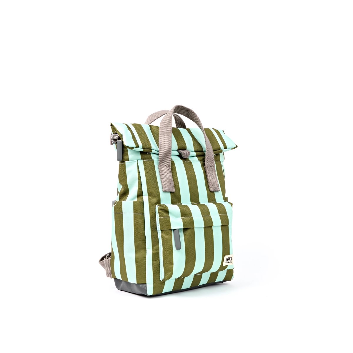 Roka Backpack Small Canfield B Recycled Canvas: Moss Stripes at Bibelot Leek UK Stockist