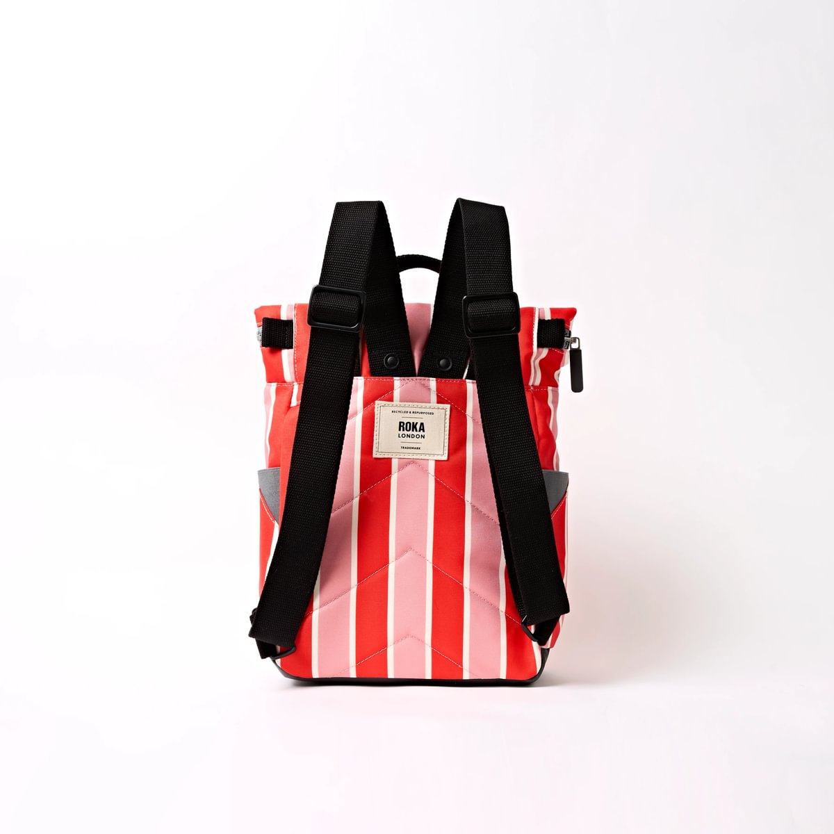 Roka Backpack Small Canfield B Recycled Canvas: Seaside Stripe at Bibelot Leek