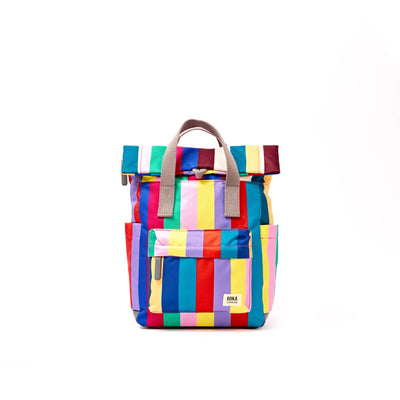 Roka Backpack Small Canfield B Recycled Canvas: Wide Multi Stripe at Bibelot Leek UK Stockist