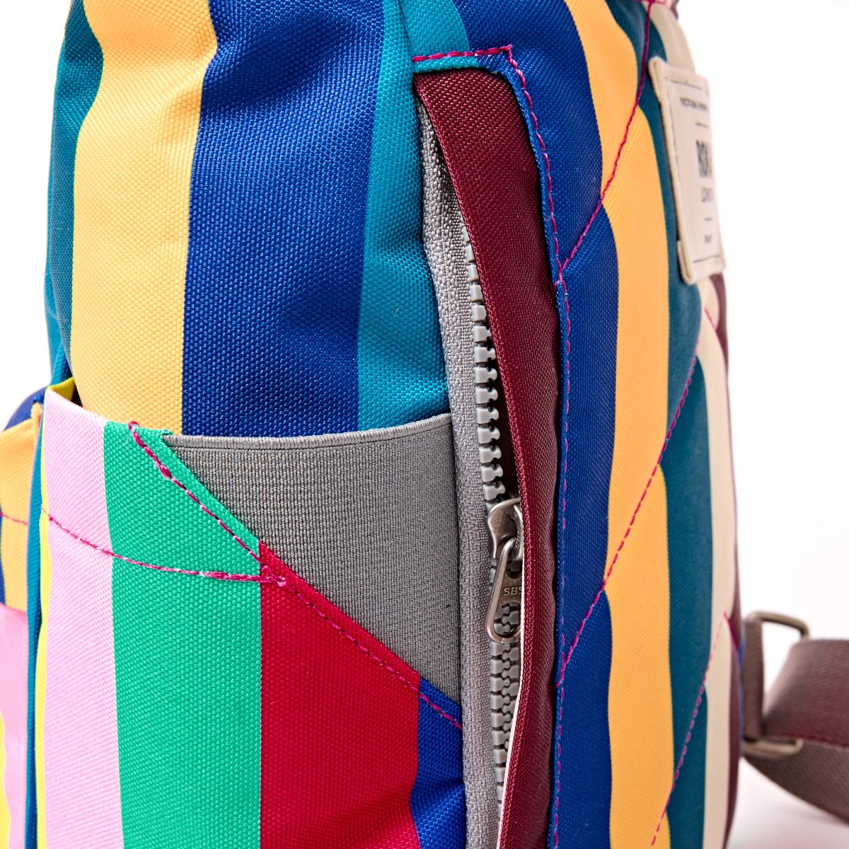 Roka Backpack Small Canfield B Recycled Canvas: Wide Multi Stripe at Bibelot Leek UK Stockist