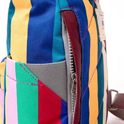 Roka Backpack Small Canfield B Recycled Canvas: Wide Multi Stripe at Bibelot Leek UK Stockist