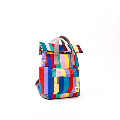 Roka Backpack Small Canfield B Recycled Canvas: Wide Multi Stripe at Bibelot Leek UK Stockist