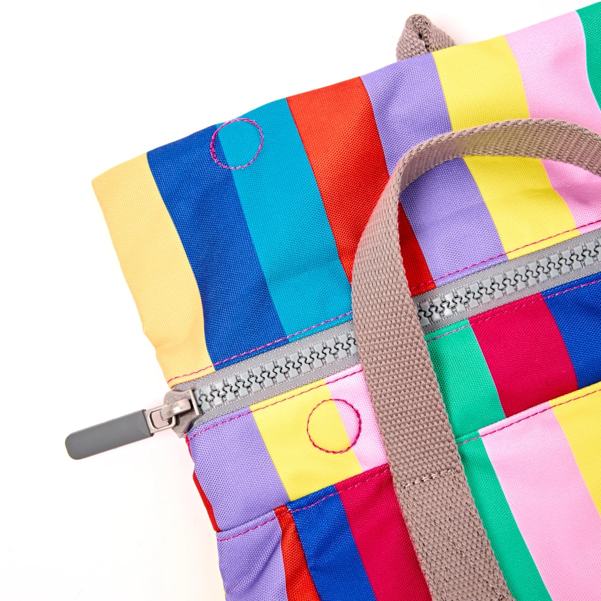 Roka Backpack Small Canfield B Recycled Canvas: Wide Multi Stripe at Bibelot Leek UK Stockist