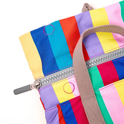 Roka Backpack Small Canfield B Recycled Canvas: Wide Multi Stripe at Bibelot Leek UK Stockist