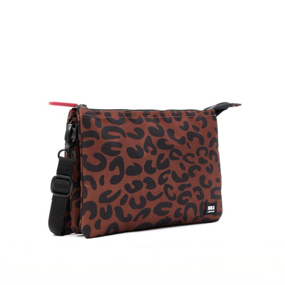 Roka Carnaby Crossbody XL Scarlet Leopard Print Recycled Canvas 