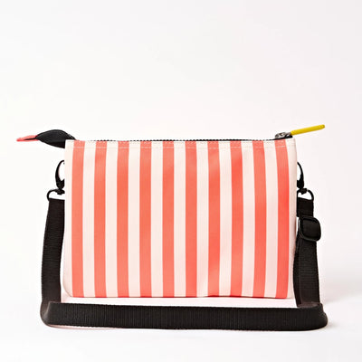 Roka Carnaby Crossbody XL Coral Stripe Recycled Canvas at Bibelot Leek