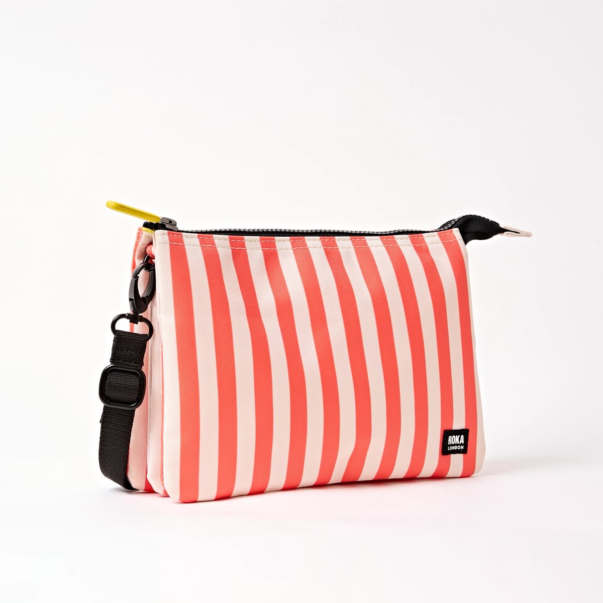 Roka Carnaby Crossbody XL Coral Stripe Recycled Canvas at Bibelot Leek