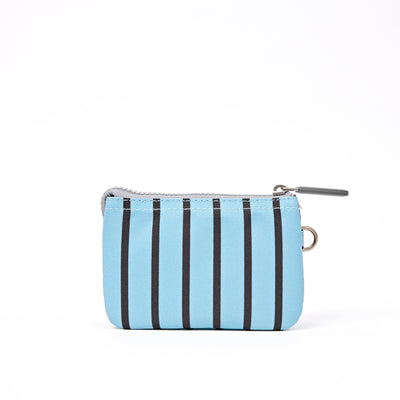 ROKA Small Carnaby Wallet – Blue Stripe Recycled Canvas at Bibelot Leek UK Stockist