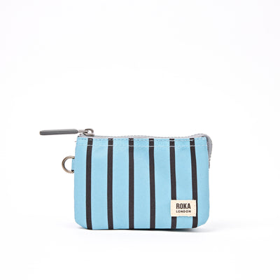 ROKA Small Carnaby Wallet – Blue Stripe Recycled Canvas at Bibelot Leek UK Stockist